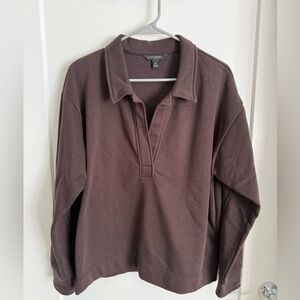 V Neck Collared Sweatshirt
